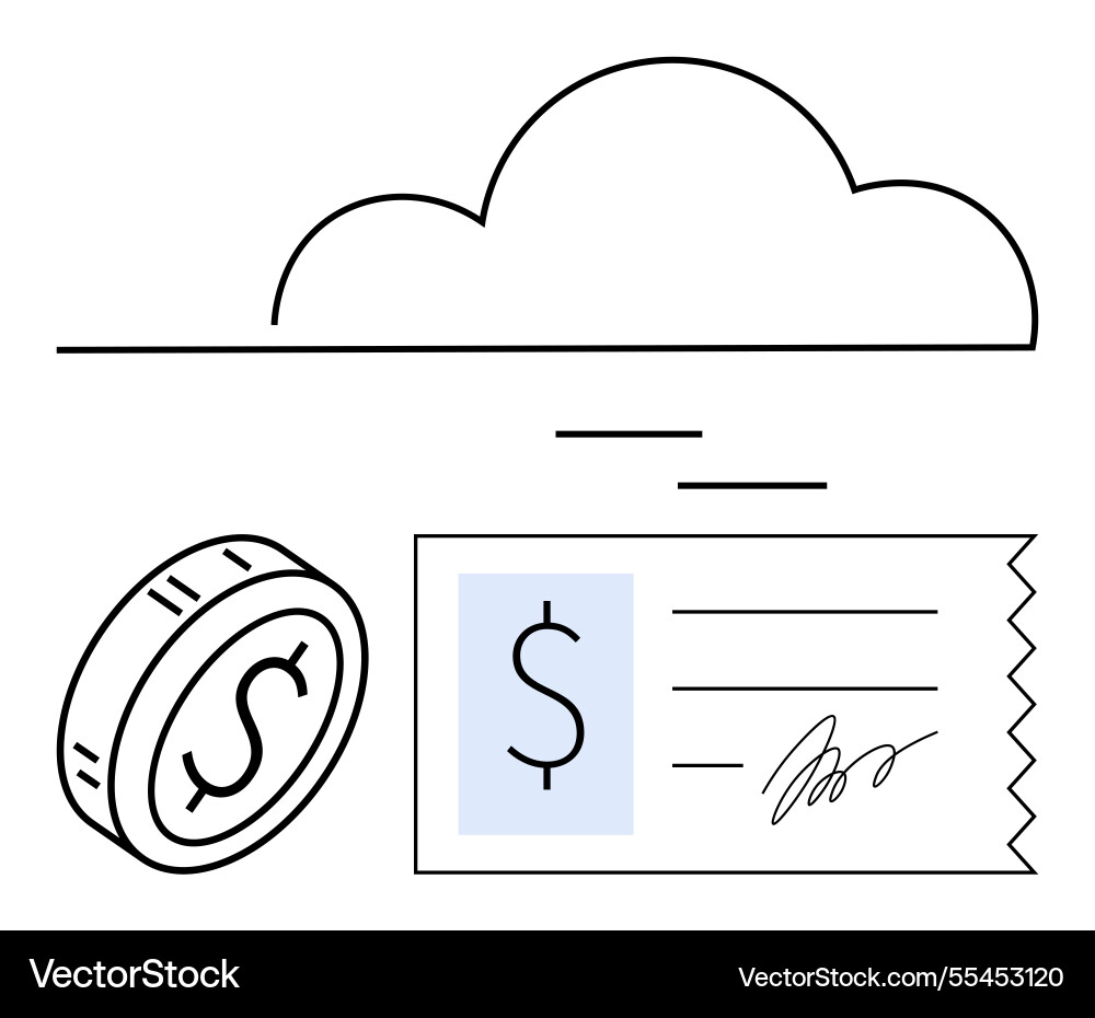 Cloud-based billing with coin and invoice Cloud-based billing with coin and invoice vector image
