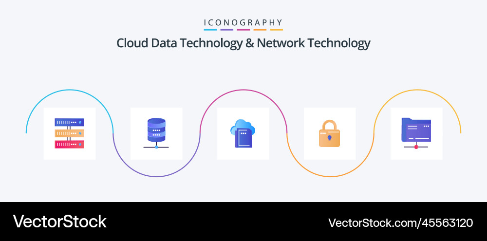 Cloud data technology and network flat vector image