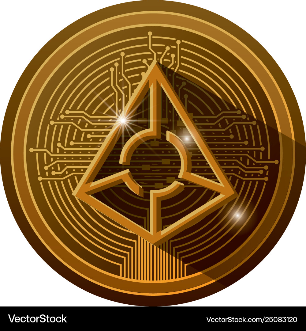 Cryptocurrency augur coin with circuit lines – Royalty-Free Vector |  VectorStock