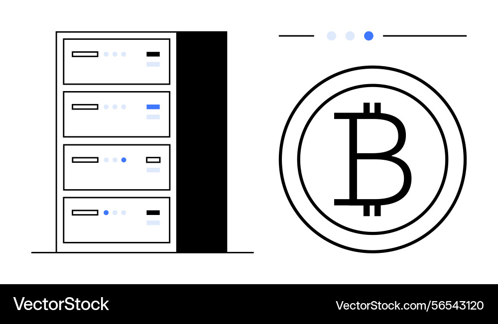 Cryptocurrency mining servers with bitcoin symbol Cryptocurrency mining servers with bitcoin symbol vector image