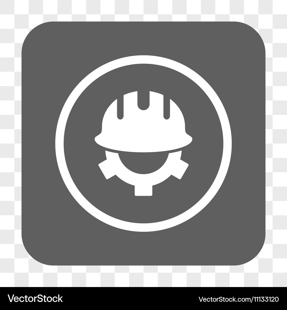 Development helmet rounded square button vector image