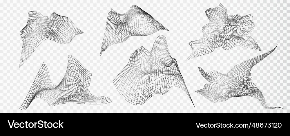 Distorted retrofuturistic warped mesh grid Distorted retrofuturistic warped mesh grid Vector Image