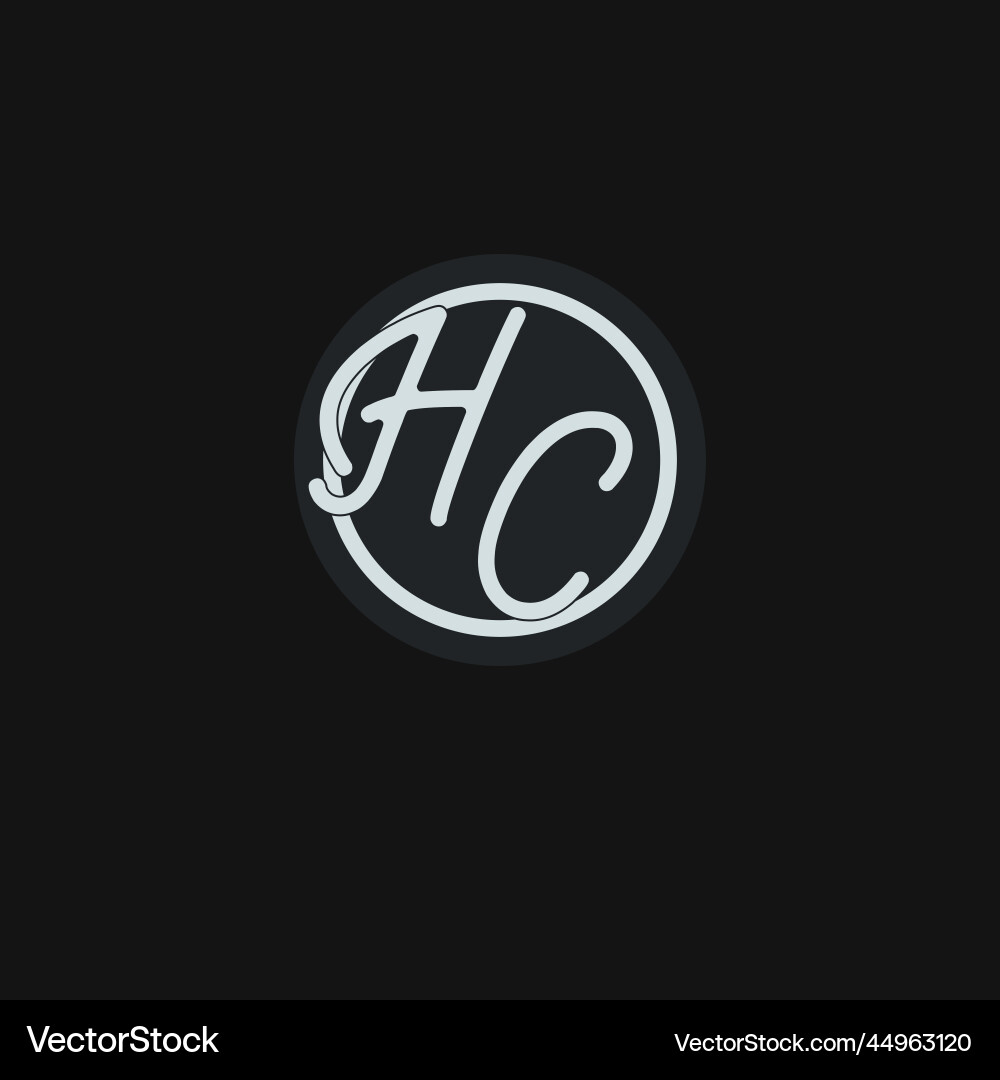 Initials hc logo monogram with simple circle line vector image