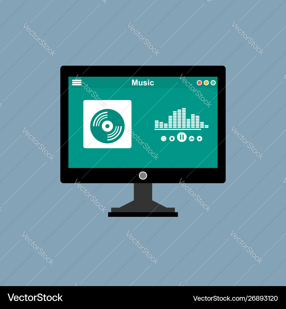 Media player application app template with flat Media player application app template with flat vector image