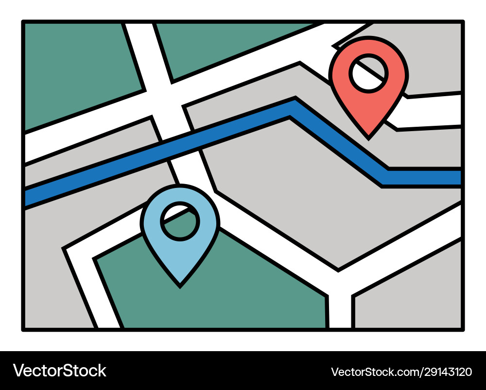 Navigation Map with Route & Destination vector image