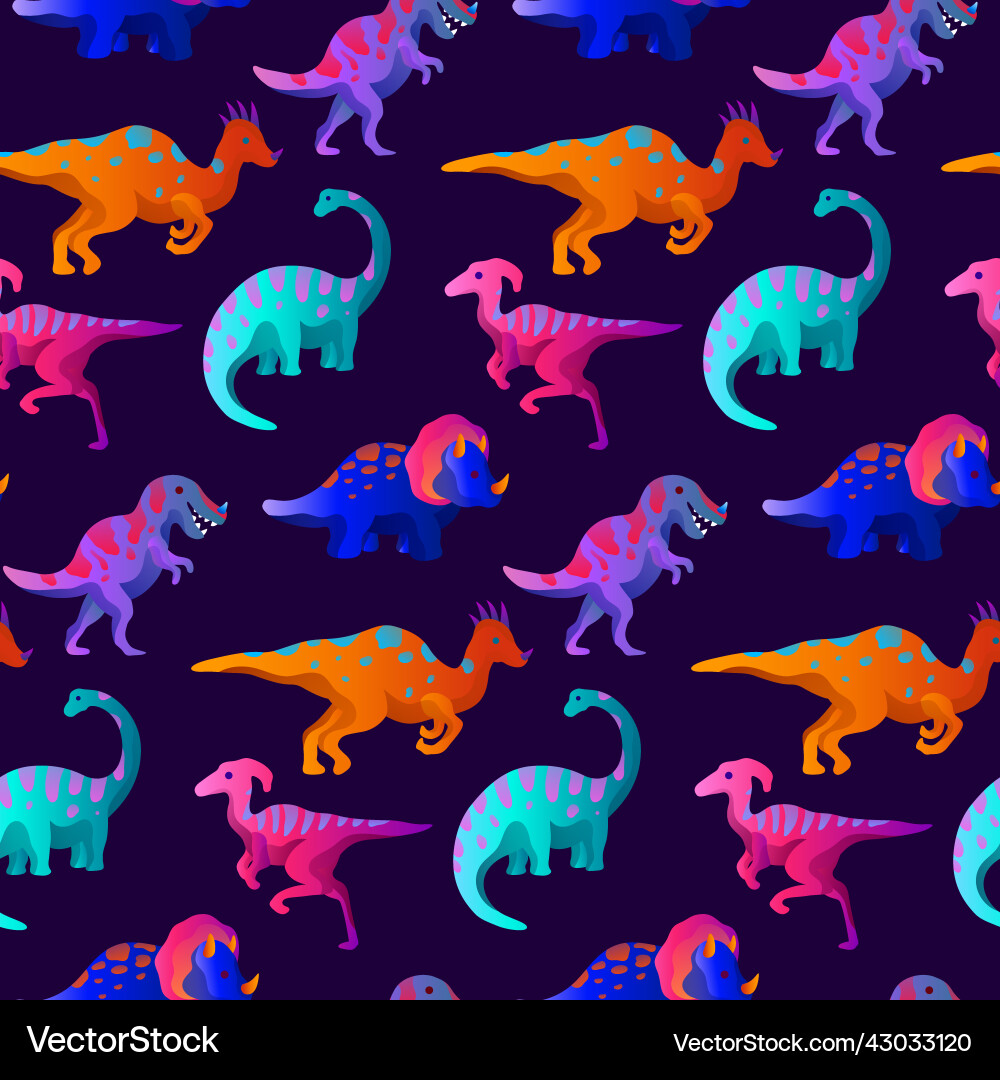 Neon Dinosaurier nahtloses Muster Neon Dinosaurier nahtloses Muster vektorbild