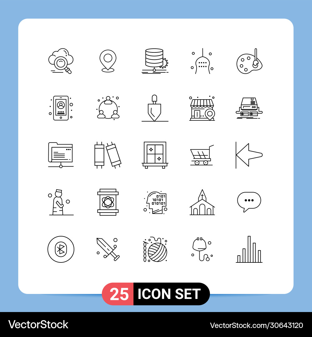 Pictograph set 25 simple lines flow data Vector Image