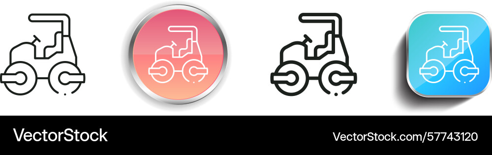 Road roller icon thin linear regular and button Road roller icon thin linear regular and button vector image