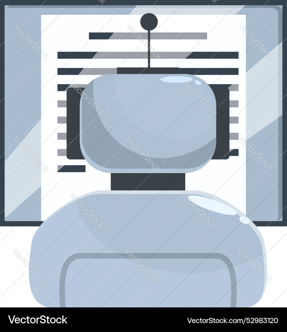 Robot working on computer programming code vector image