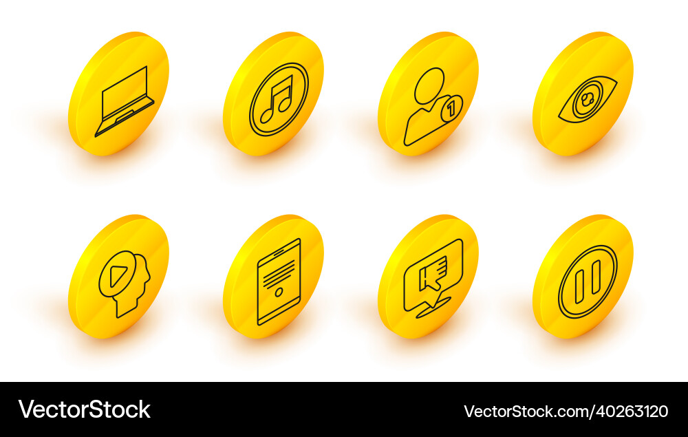 Set line pause button dislike in speech bubble Set line pause button dislike in speech bubble vector image