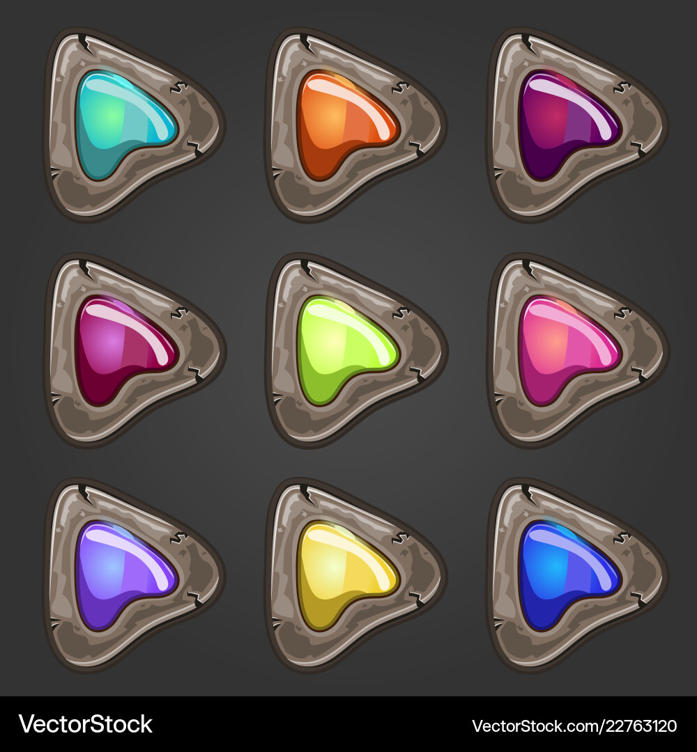 Set of stone pointers with inlaid gems Set of stone pointers with inlaid gems vector image