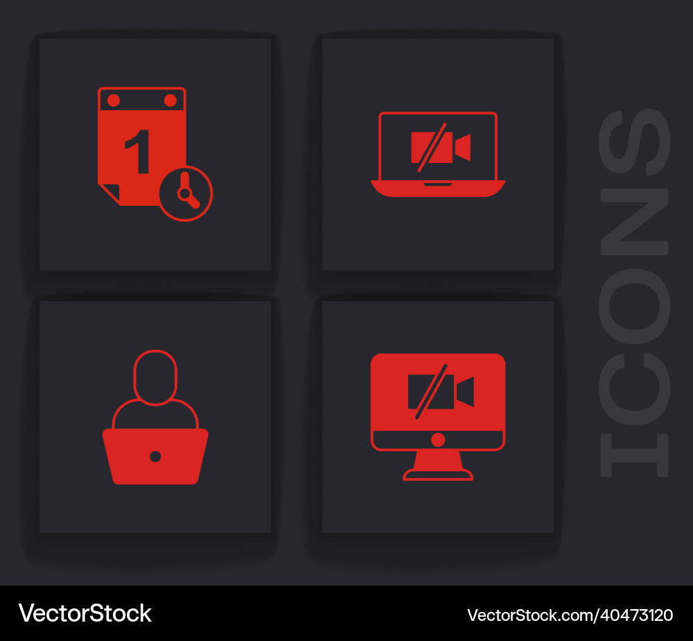 Set video camera off on computer time management Set video camera off on computer time management vector image