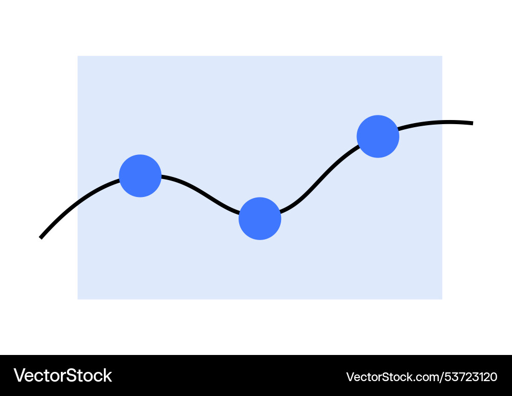 Simple line graph with data points on blue Simple line graph with data points on blue Vector Image