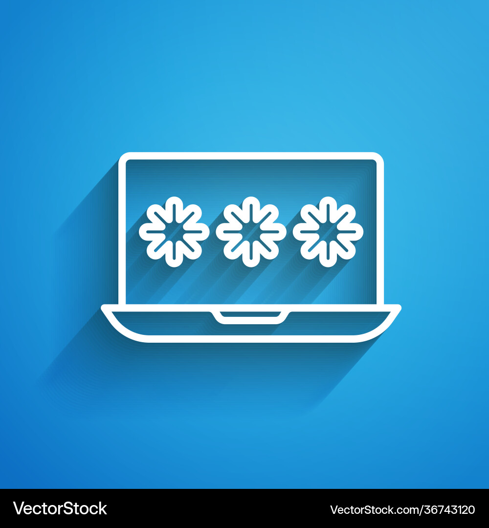 White line laptop with password notification icon White line laptop with password notification icon vector image