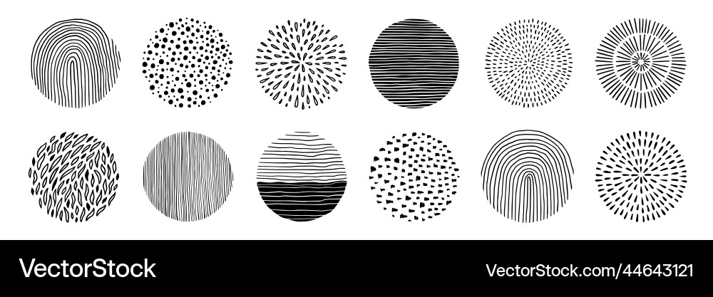 Abstract line pattern circle set hand drawn Abstract line pattern circle set hand drawn vector image