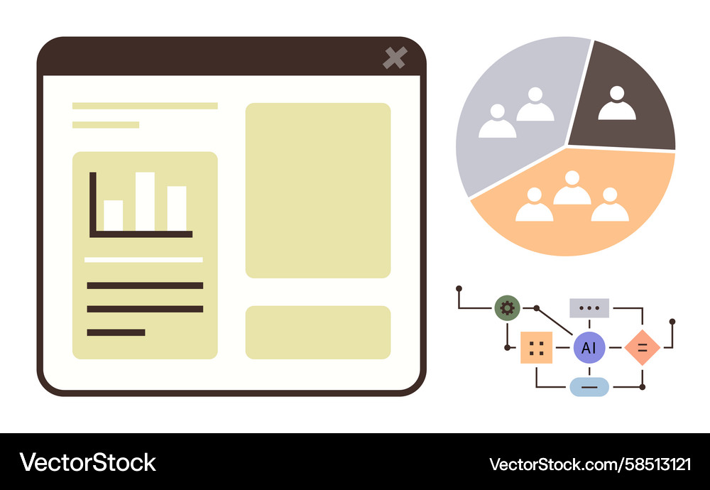 AI Analytics Dashboard Visualization Vector Image