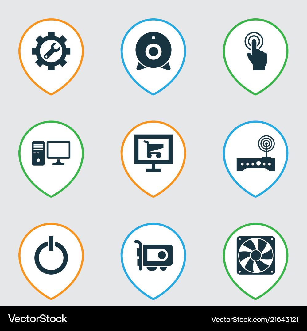 Device icons set with start button software Device icons set with start button software vector image