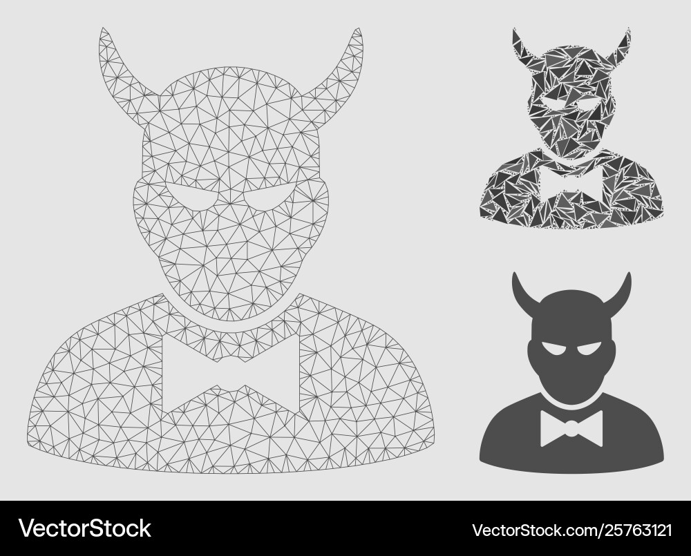 Devil mesh wire frame model and triangle Devil mesh wire frame model and triangle vector image