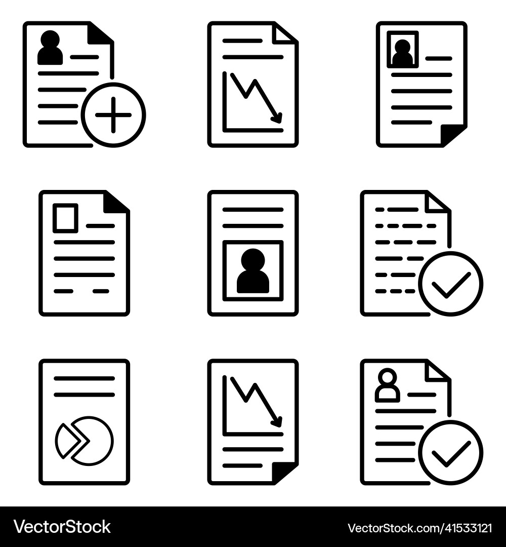 Docs flat icon set isolated on white background Docs flat icon set isolated on white background Vector Image