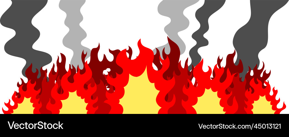 Flame burning in a wide range with smoke Flame burning in a wide range with smoke Vector Image