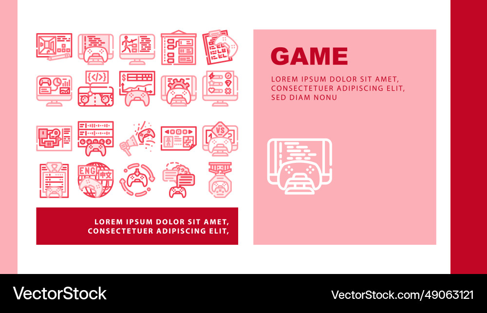 Game development software landing header Game development software landing header vector image