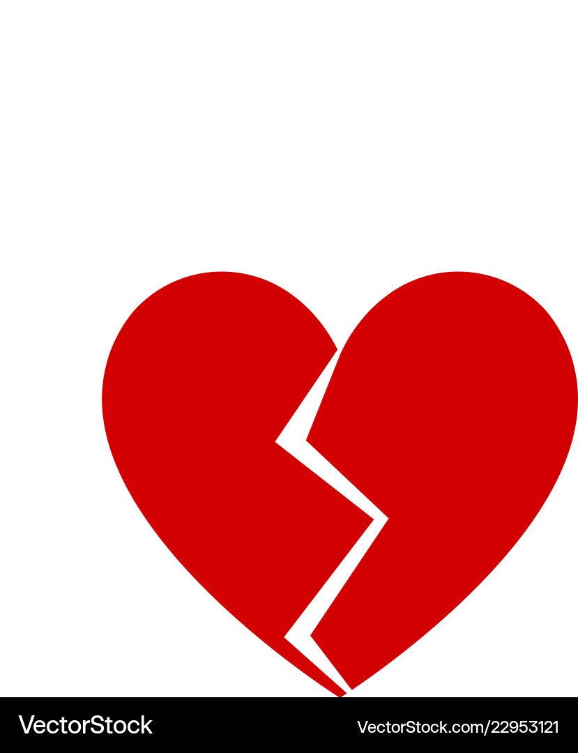 Heart broken flat design icon Royalty Free Vector Image