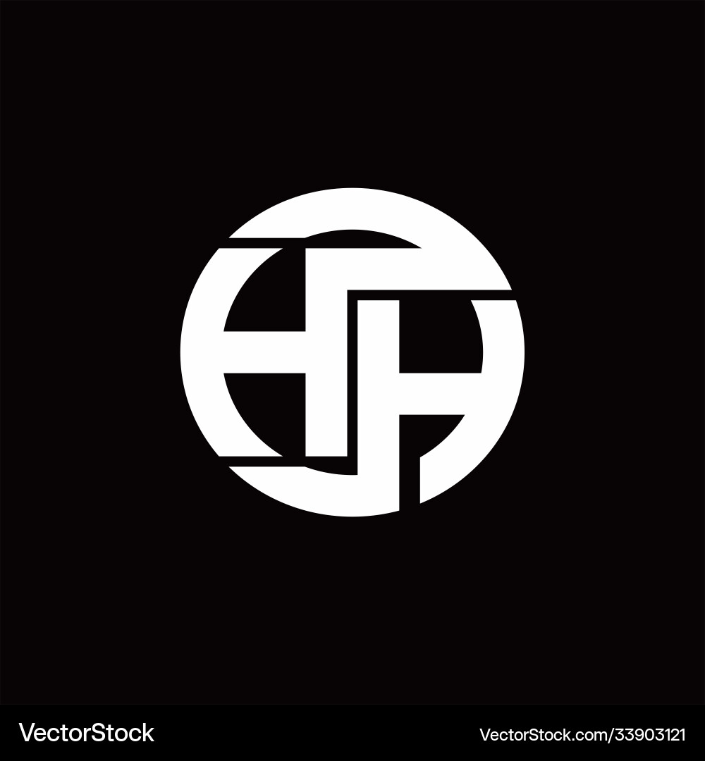 Hh logo monogram with rounded line swipe design vector image