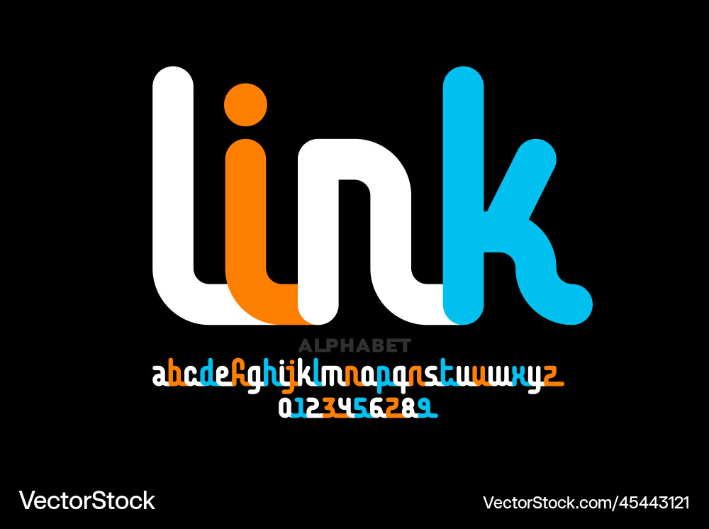 Linked letters font Linked letters font vector image