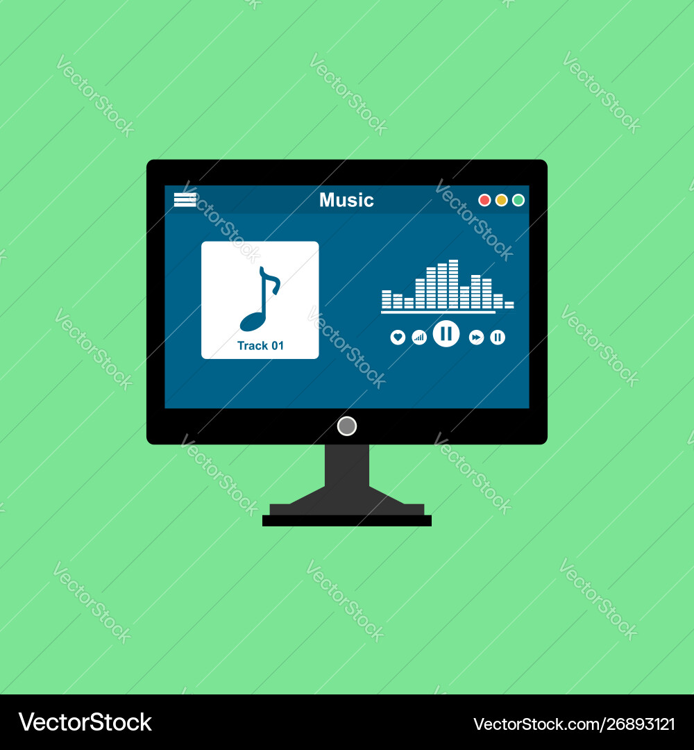 Media player application app template with flat Vector Image