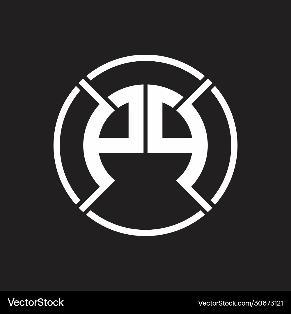 Pp logo monogram with four part circle slash Pp logo monogram with four part circle slash vector image