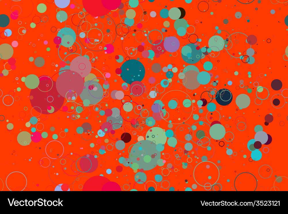 Seamless pattern of colored circles on a red vector image