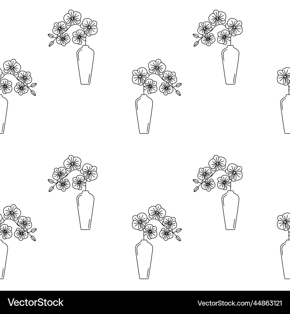 Seamless pattern with outlines of vases vector image