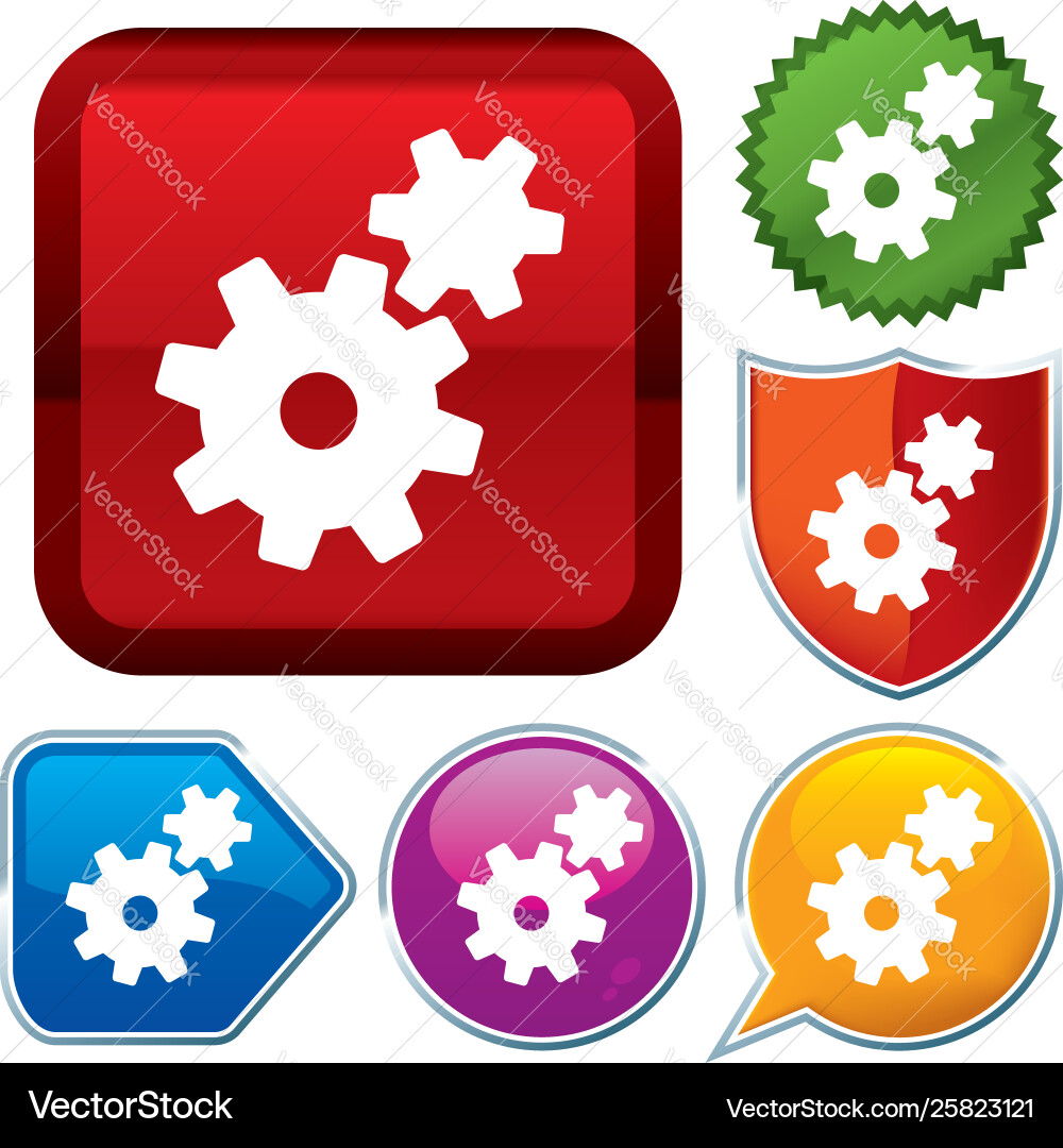Set shiny icon series on buttons working Vector Image