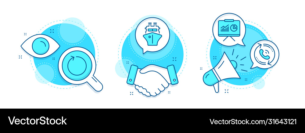 Ship presentation and loop icons set call center Ship presentation and loop icons set call center vector image