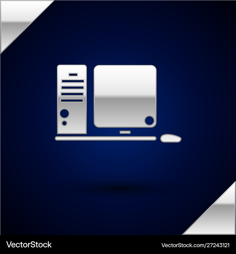 Silver computer monitor with keyboard and mouse Silver computer monitor with keyboard and mouse Vector Image