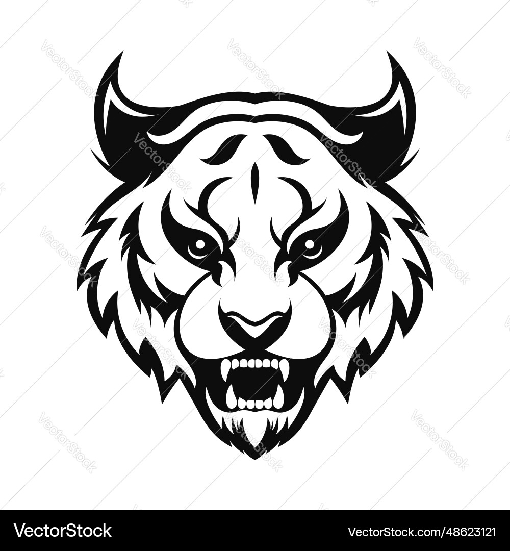 Tiger head face logo template vector image