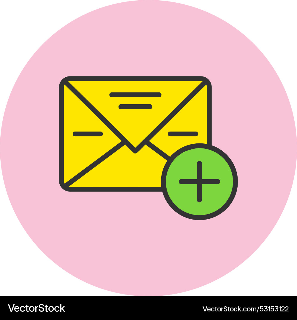 Add mail line filled circle icon vector image