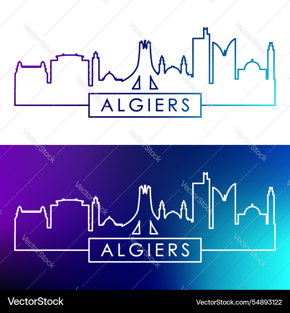Algiers skyline colorful linear style single Algiers skyline colorful linear style single vector image