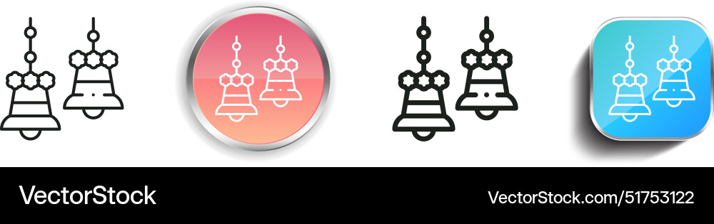 Bells icon thin linear regular and button style vector image