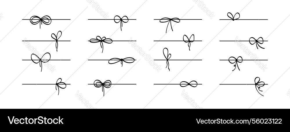 Bow ribbon line for gifts set of strips Bow ribbon line for gifts set of strips vector image