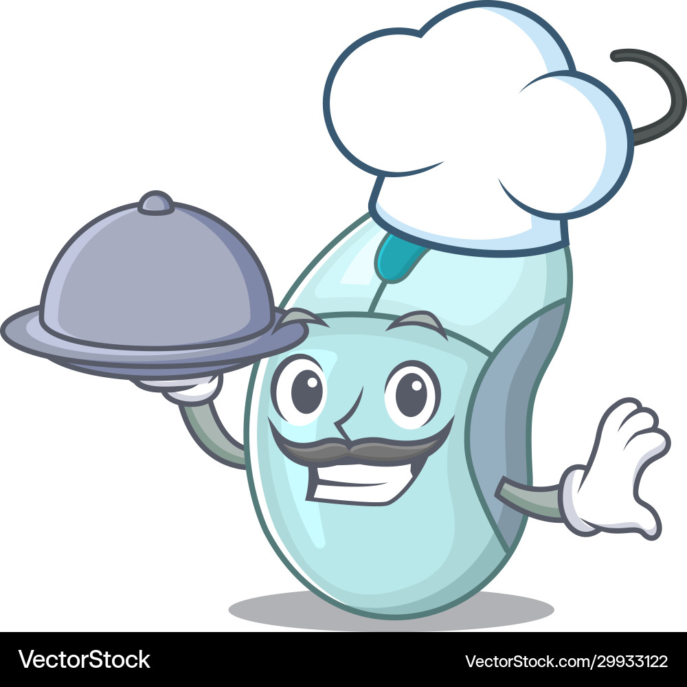 Cartoon design computer mouse as a chef having Cartoon design computer mouse as a chef having Vector Image