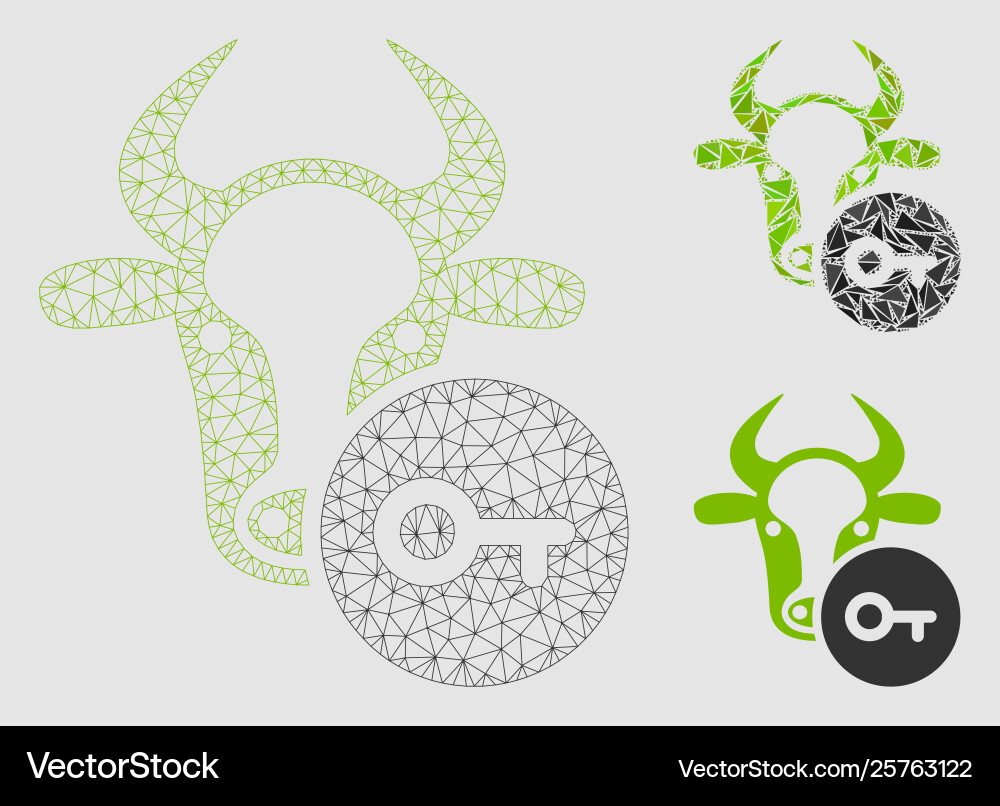 Cow key mesh network model and triangle Cow key mesh network model and triangle vector image