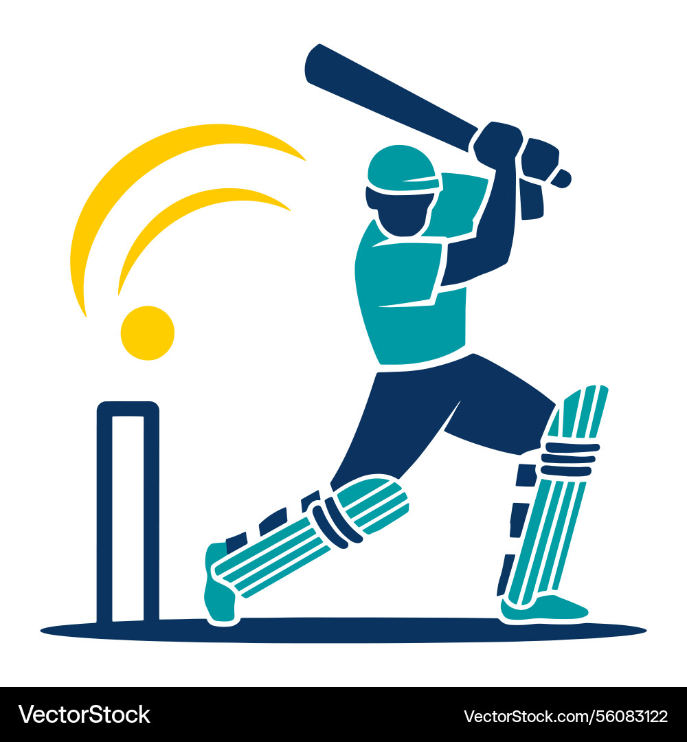 Cricket player logo design featuring a stylized Cricket player logo design featuring a stylized vector image