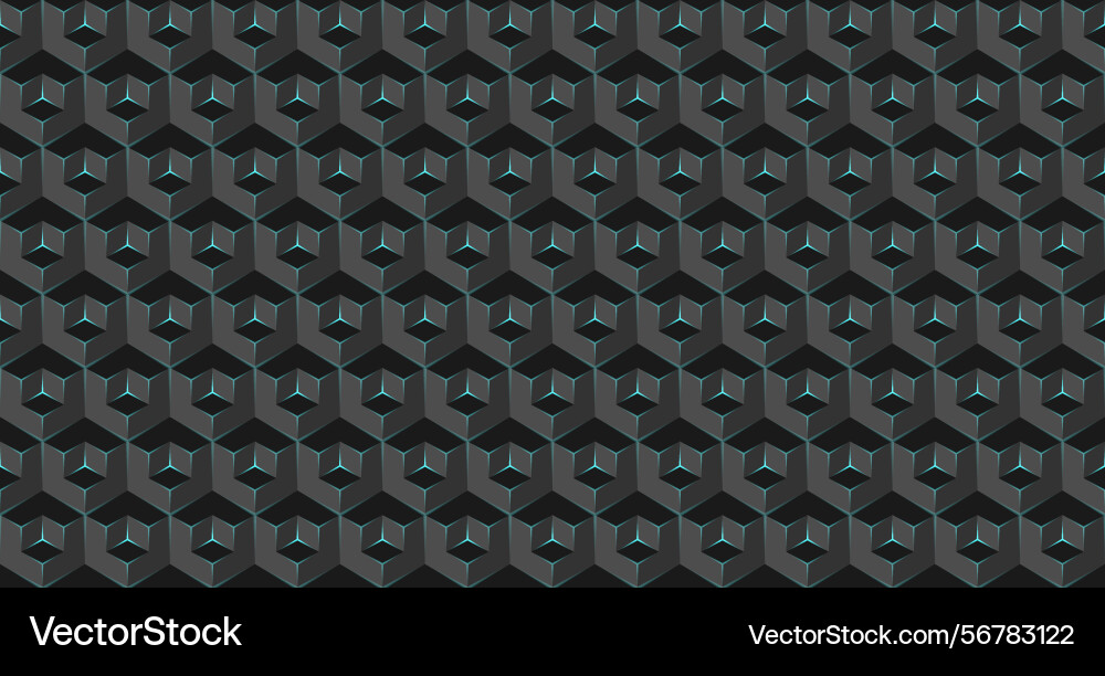 Dynamic cubes pattern with glowing blue edges Vector Image