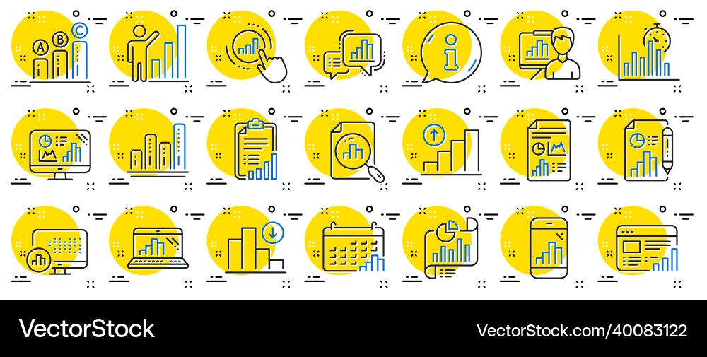 Graph line icons set of chart presentation Graph line icons set of chart presentation vector image