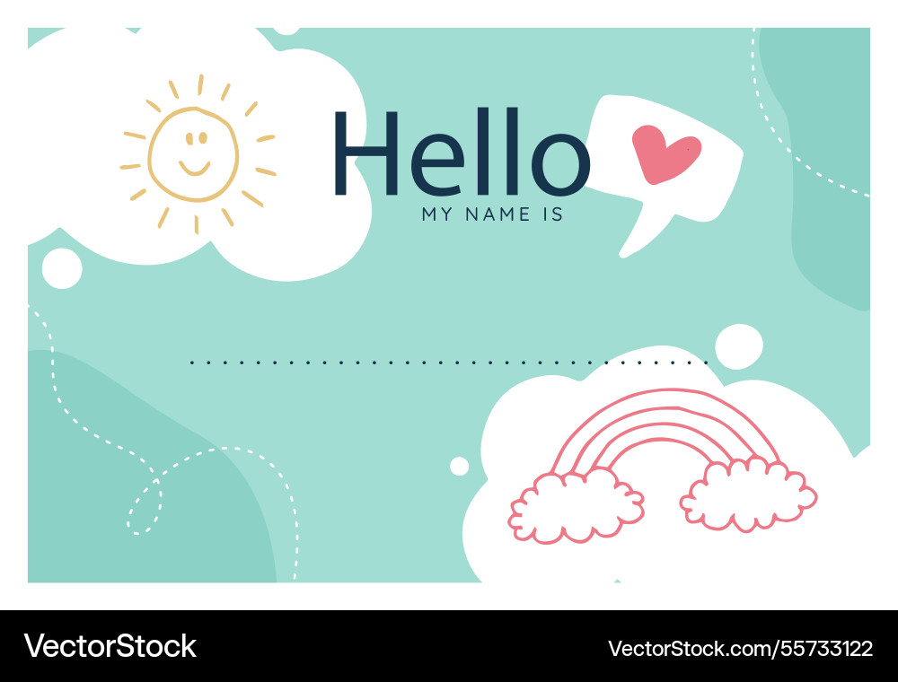 Hello my name is label template Vector Image