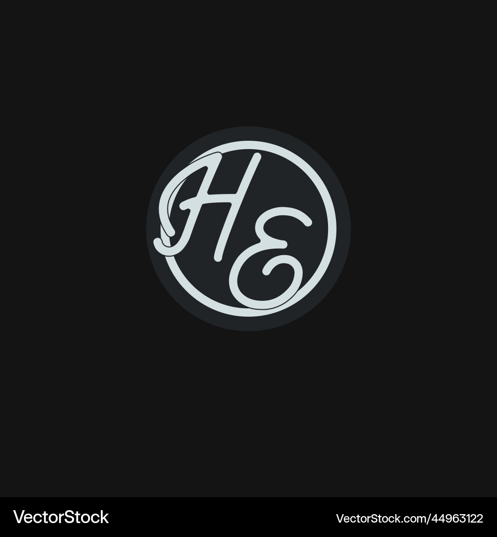 Initials he logo monogram with simple circle line vector image