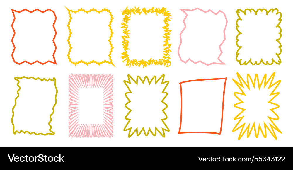 Jagged line rectangle form in yellow red Jagged line rectangle form in yellow red vector image
