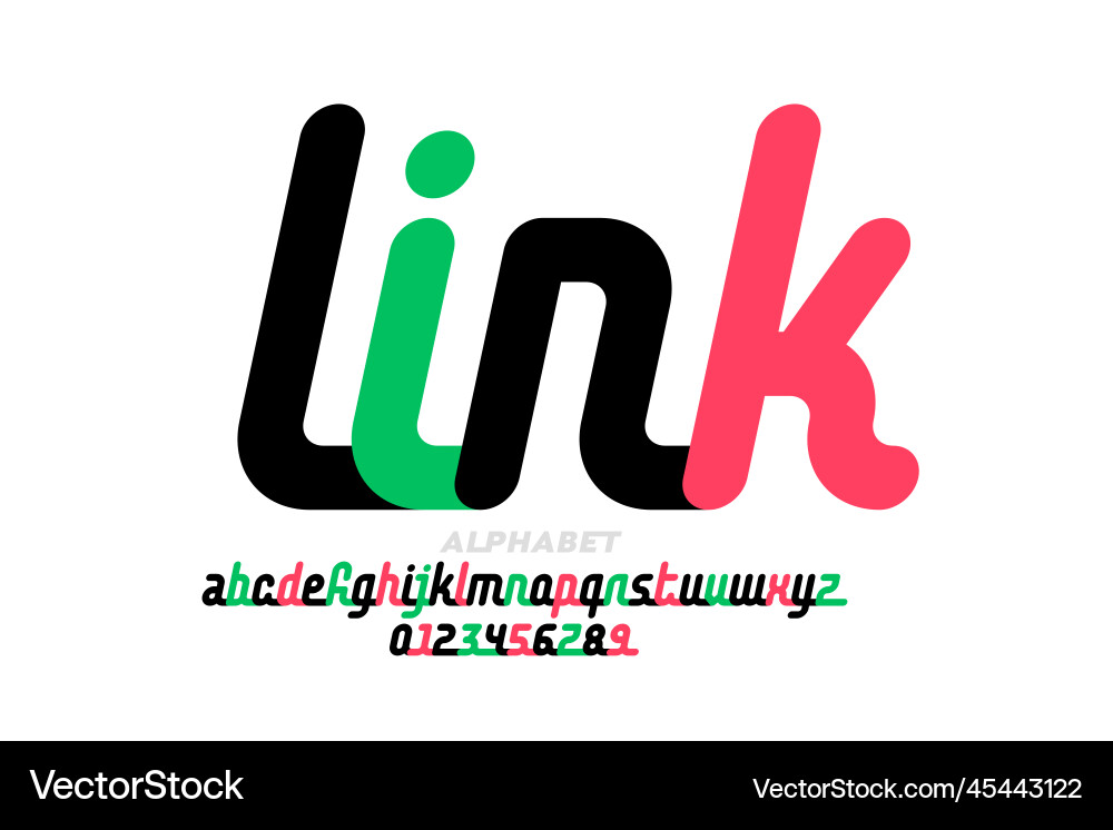 Linked Letter Font - Alphabet & Numbers vector image