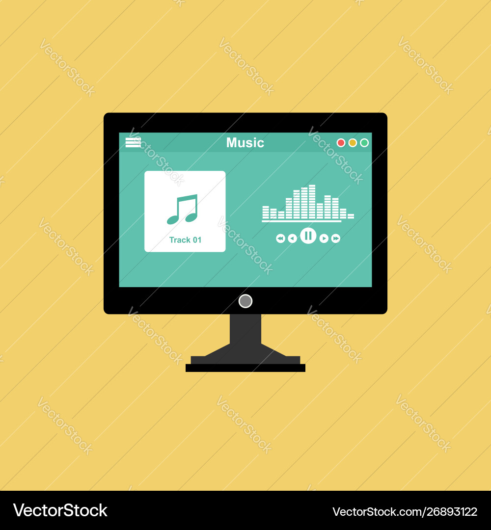 Media player application app template with flat Media player application app template with flat vector image
